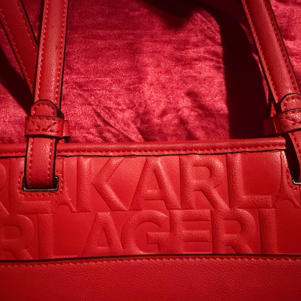 Karl Lagerfeld Red Embossed Tote